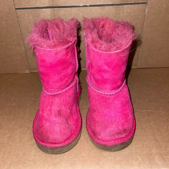 UGG 7C Hot Pink Bailey Bow II Boot Sheepskin - Picture 3 of 11